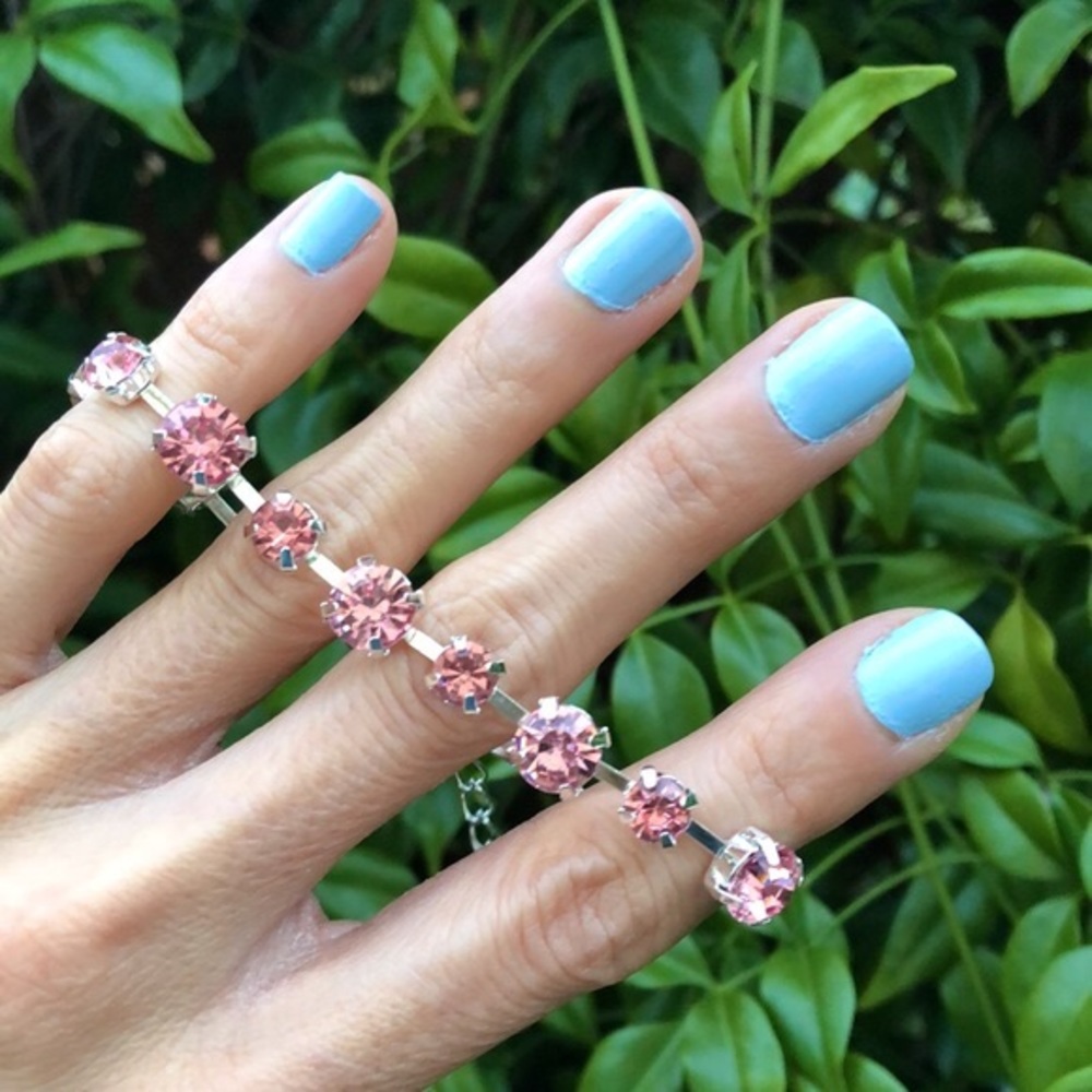 Rose Pink + Silver Crystal Tennis Bracelet